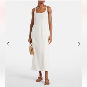 FAITHFULL Gigi linen midi dress in white, xs